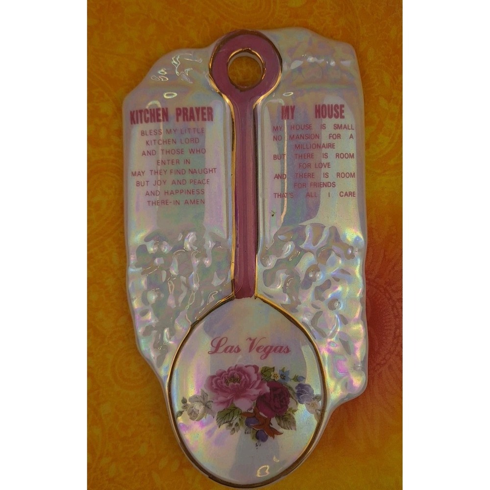 Vintage Ceramic Kitchen Prayer My House Poetry Floral Las Vegas Spoon‎ Rest